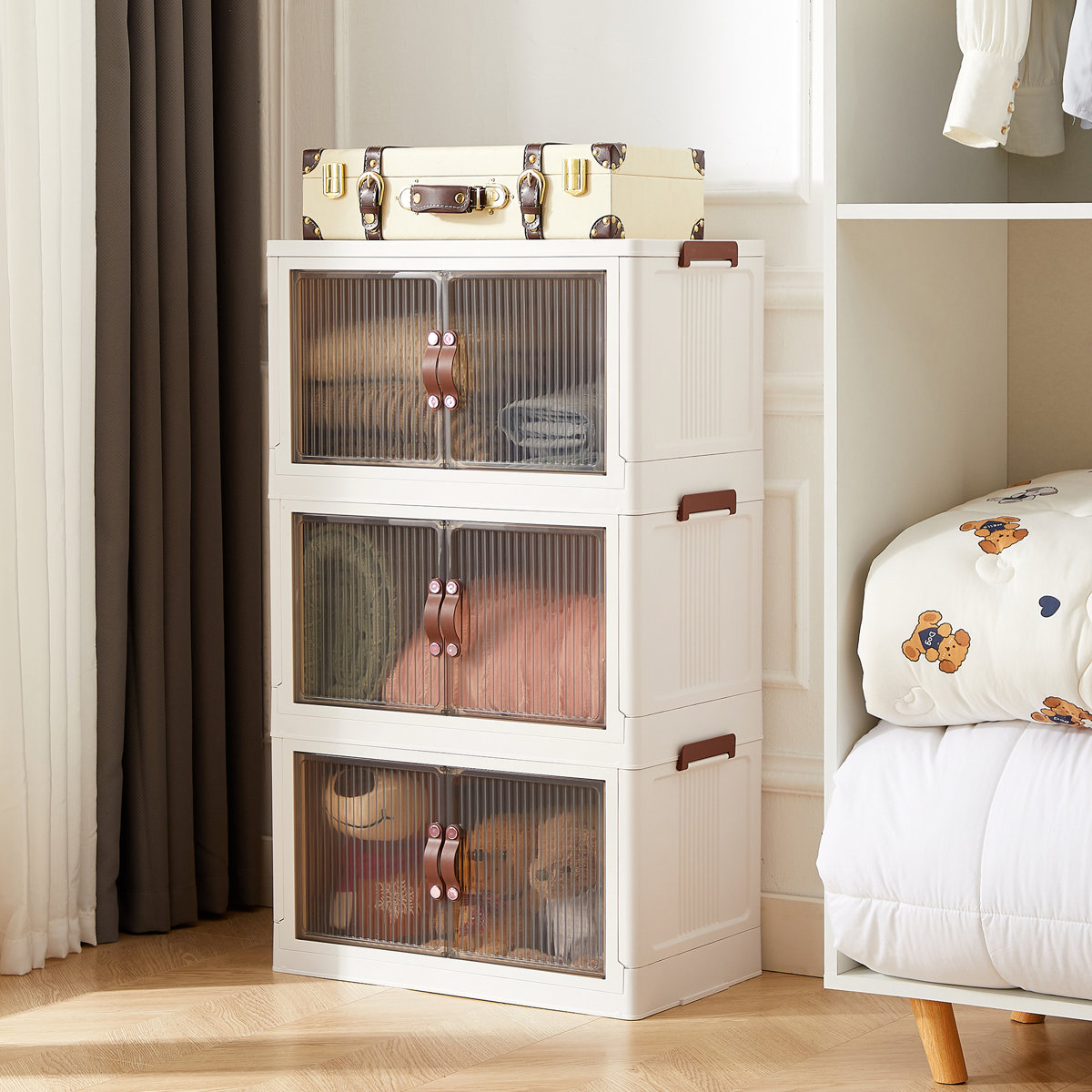 3 - Piece Stackable Storage Bins with Lid 3 Tier